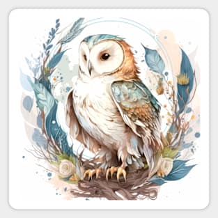 Owl Bird Portrait Animal Painting Wildlife Outdoors Adventure Magnet